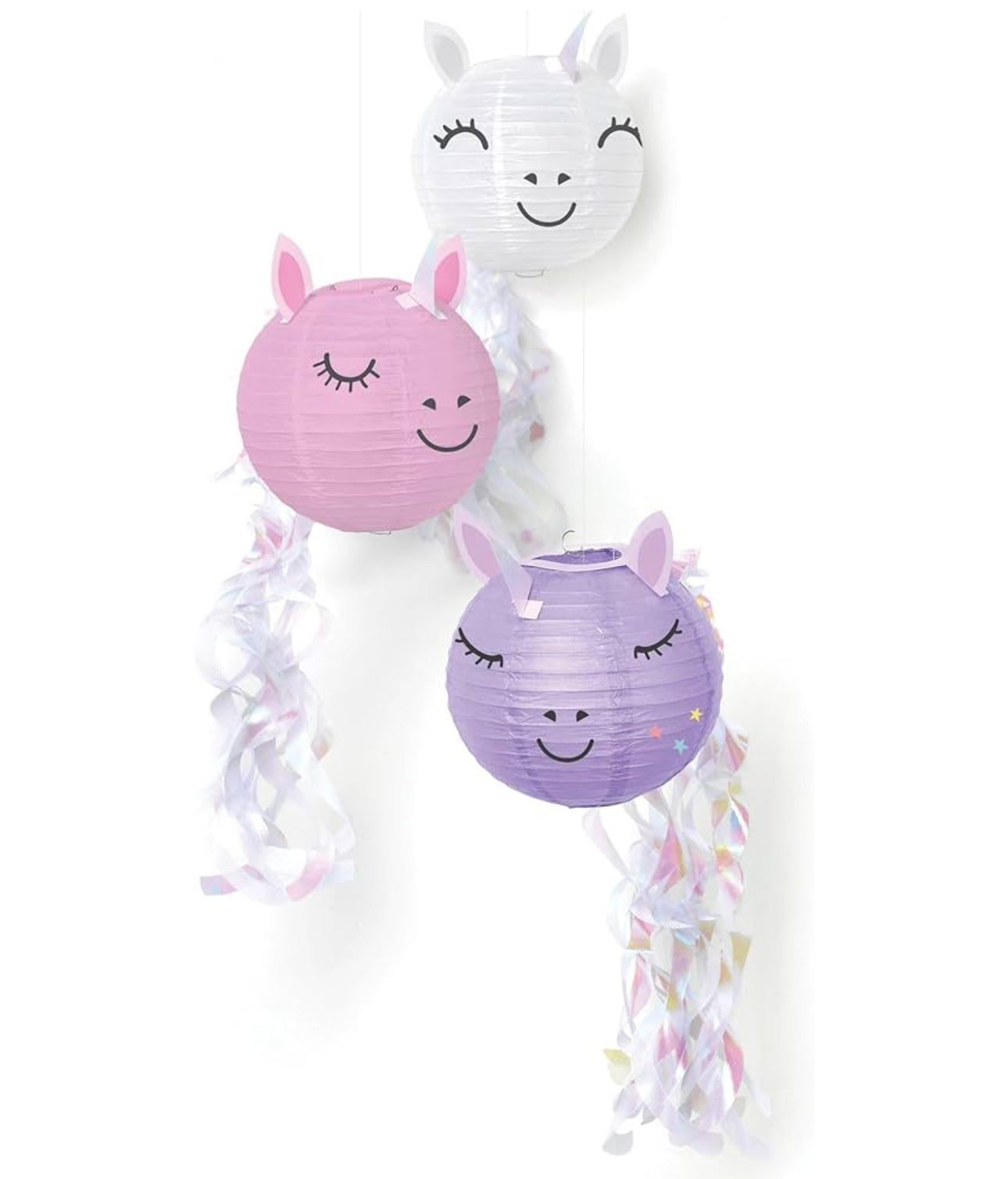 Enchanted Unicorn Lantern with Swirls & Cutouts - 9.5" | Assorted Color | Pack of 3