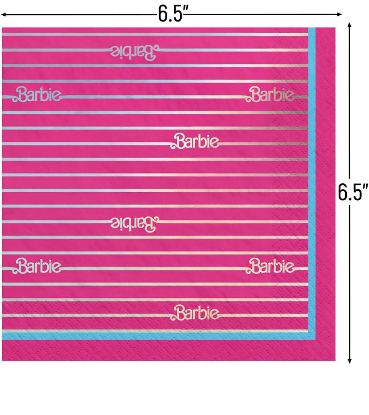Pink Hot-Stamped Malibu Barbie Luncheon Napkins - 6.5" x 6.5" (Pack of 16)
