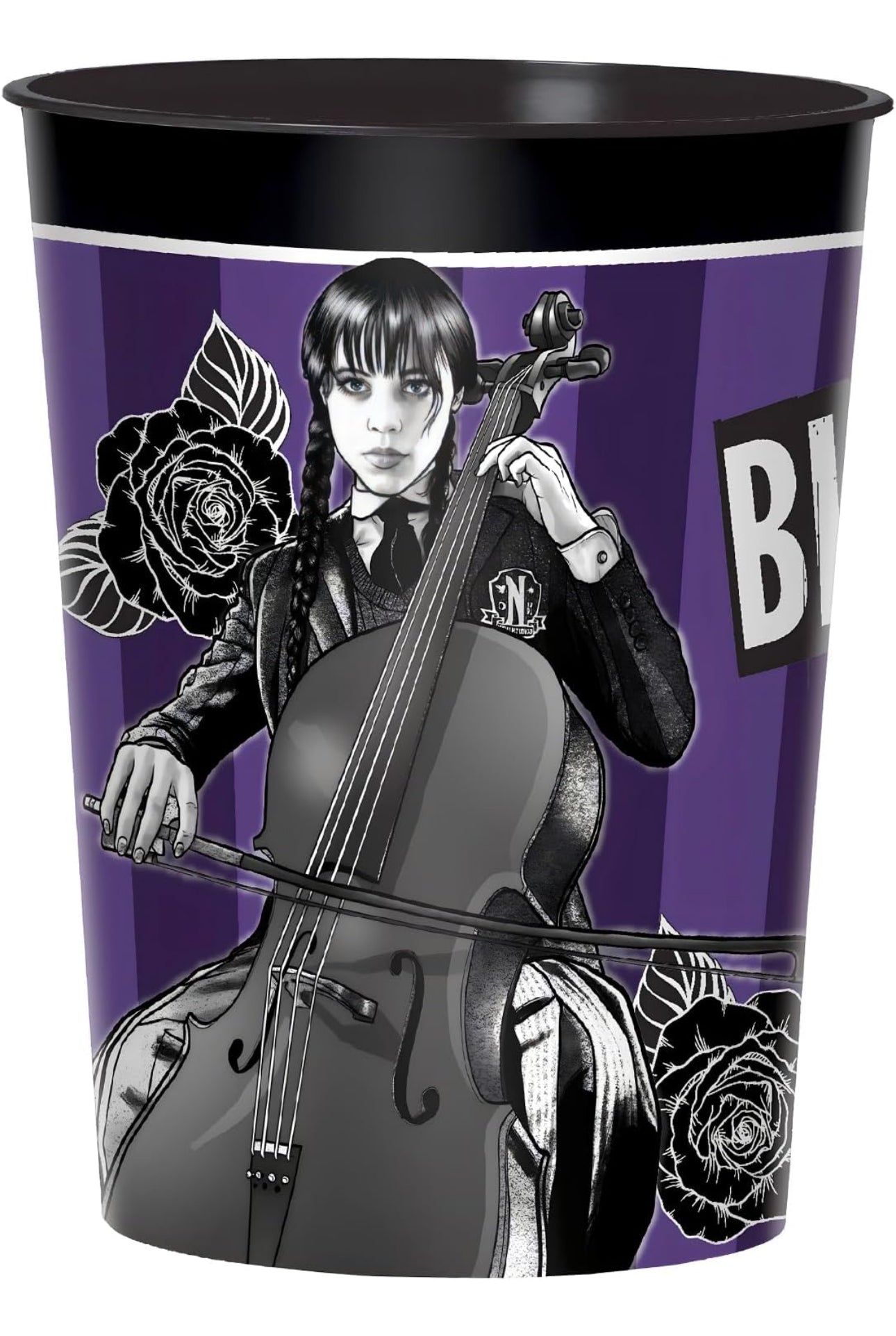 Black & Purple Wednesday Plastic Favor Cup (16oz) Pack of 1