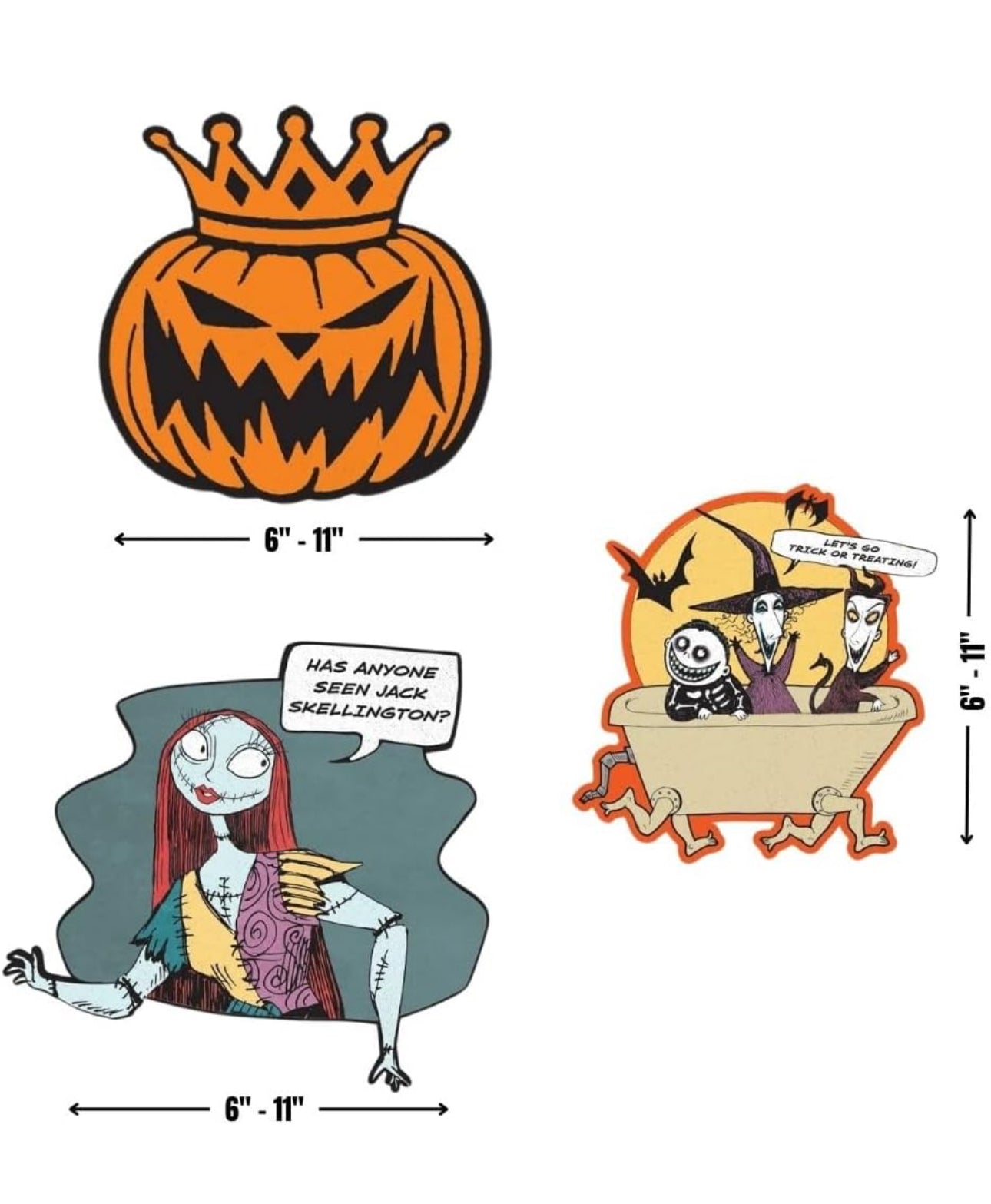Nightmare Before Christmas Multicolor Paper Cutouts (6" - 11") 12-Piece Set - Perfect for Halloween and Holiday Decorations