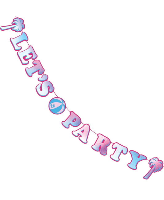 Premium Malibu Pink Barbie "Let's Party" Letter Banner - 10" x 12 ft (1 Pack)