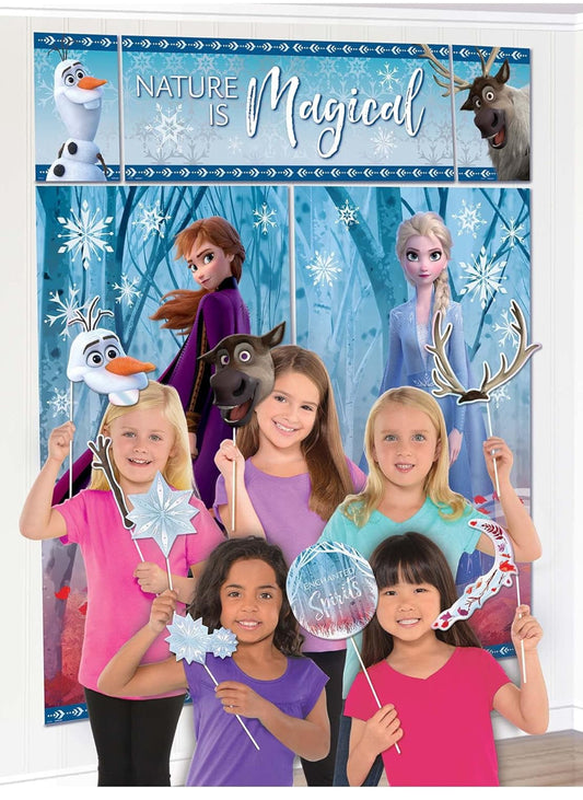 Disney Frozen 2 Ultimate Party Scene Setter (75" x 64") With Props, Pack Of 17 Multicolor Party Backdrop Bundle